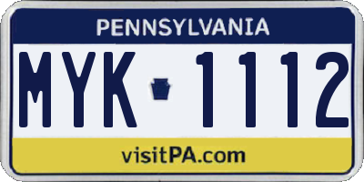 PA license plate MYK1112