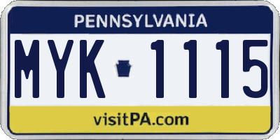 PA license plate MYK1115