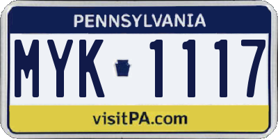 PA license plate MYK1117