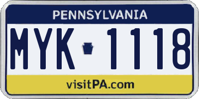 PA license plate MYK1118