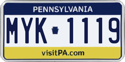 PA license plate MYK1119