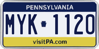 PA license plate MYK1120