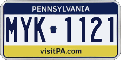 PA license plate MYK1121