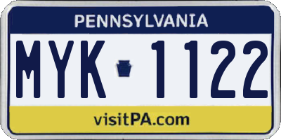 PA license plate MYK1122