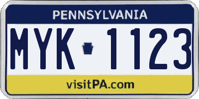 PA license plate MYK1123