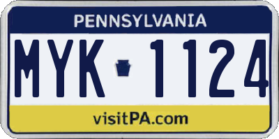 PA license plate MYK1124