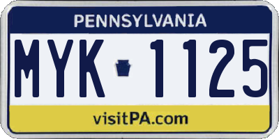 PA license plate MYK1125