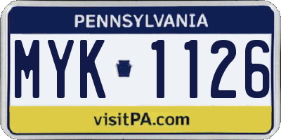 PA license plate MYK1126