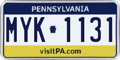 PA license plate MYK1131
