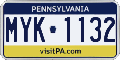 PA license plate MYK1132