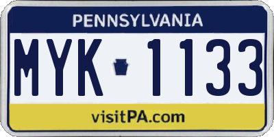 PA license plate MYK1133