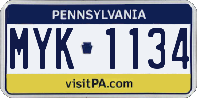 PA license plate MYK1134