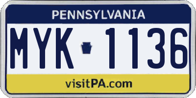 PA license plate MYK1136