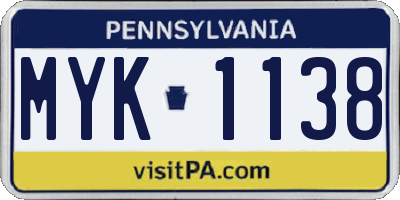 PA license plate MYK1138