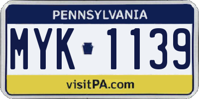 PA license plate MYK1139
