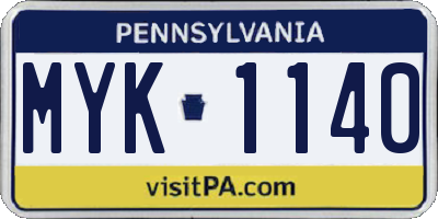 PA license plate MYK1140
