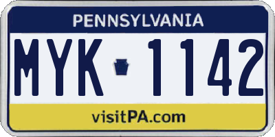 PA license plate MYK1142