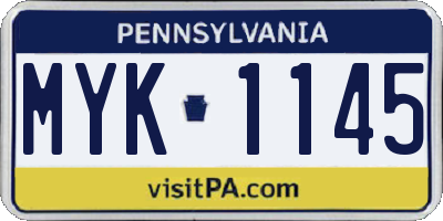 PA license plate MYK1145