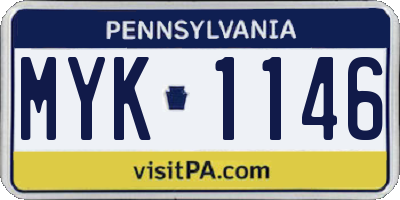 PA license plate MYK1146