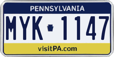 PA license plate MYK1147