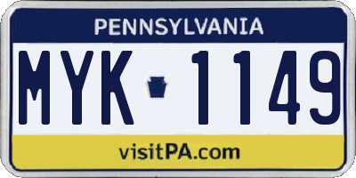 PA license plate MYK1149