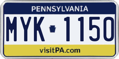 PA license plate MYK1150