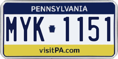 PA license plate MYK1151
