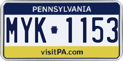 PA license plate MYK1153