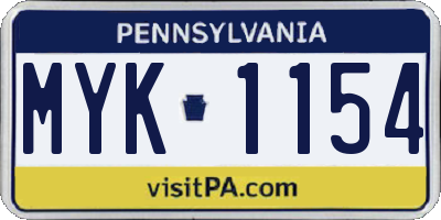 PA license plate MYK1154