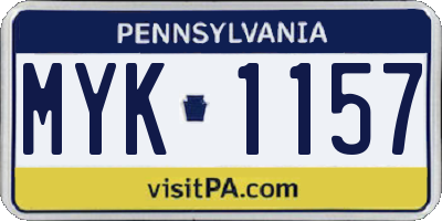 PA license plate MYK1157