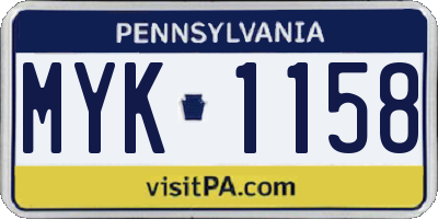 PA license plate MYK1158