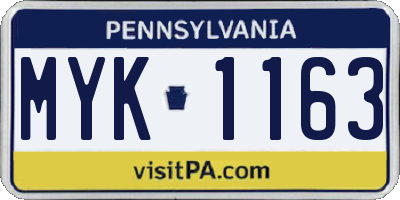 PA license plate MYK1163