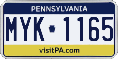 PA license plate MYK1165