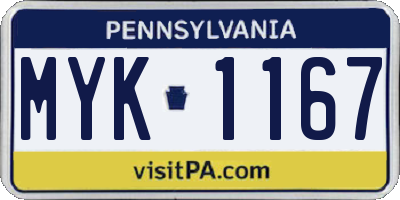 PA license plate MYK1167