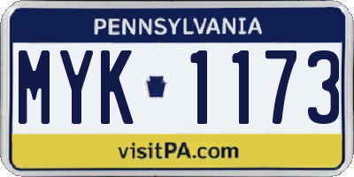 PA license plate MYK1173