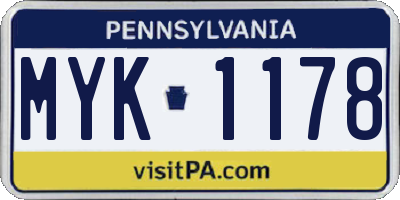 PA license plate MYK1178