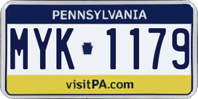 PA license plate MYK1179