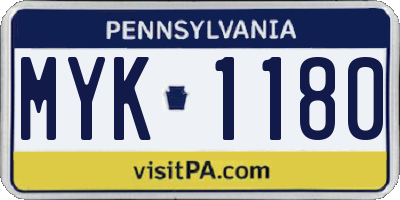 PA license plate MYK1180