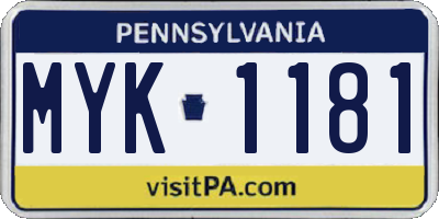 PA license plate MYK1181