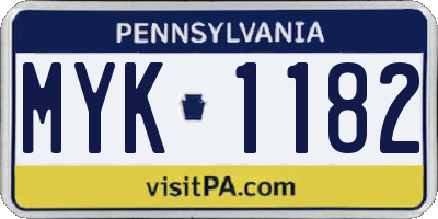 PA license plate MYK1182