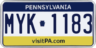 PA license plate MYK1183