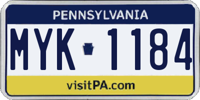PA license plate MYK1184