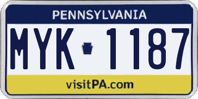 PA license plate MYK1187
