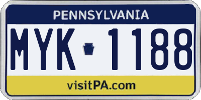 PA license plate MYK1188
