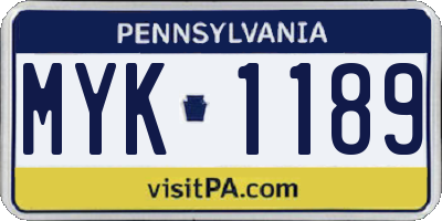 PA license plate MYK1189