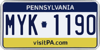 PA license plate MYK1190