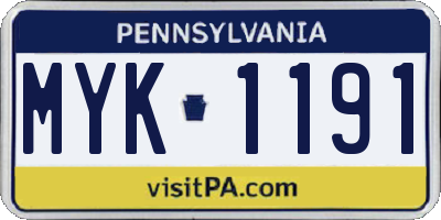 PA license plate MYK1191