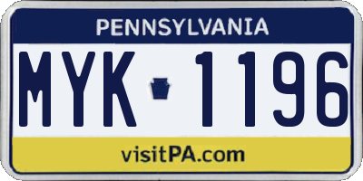 PA license plate MYK1196