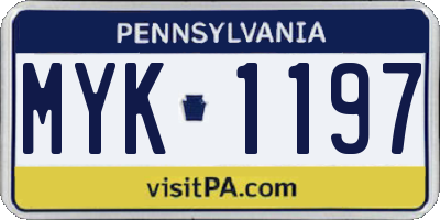PA license plate MYK1197