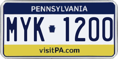 PA license plate MYK1200